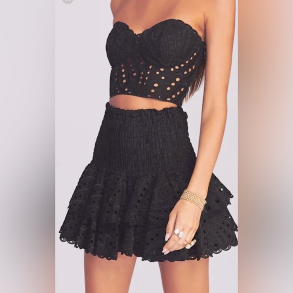 Charo Ruiz Noa Mini Black Eyelet Skirt - Picture 1 of 4